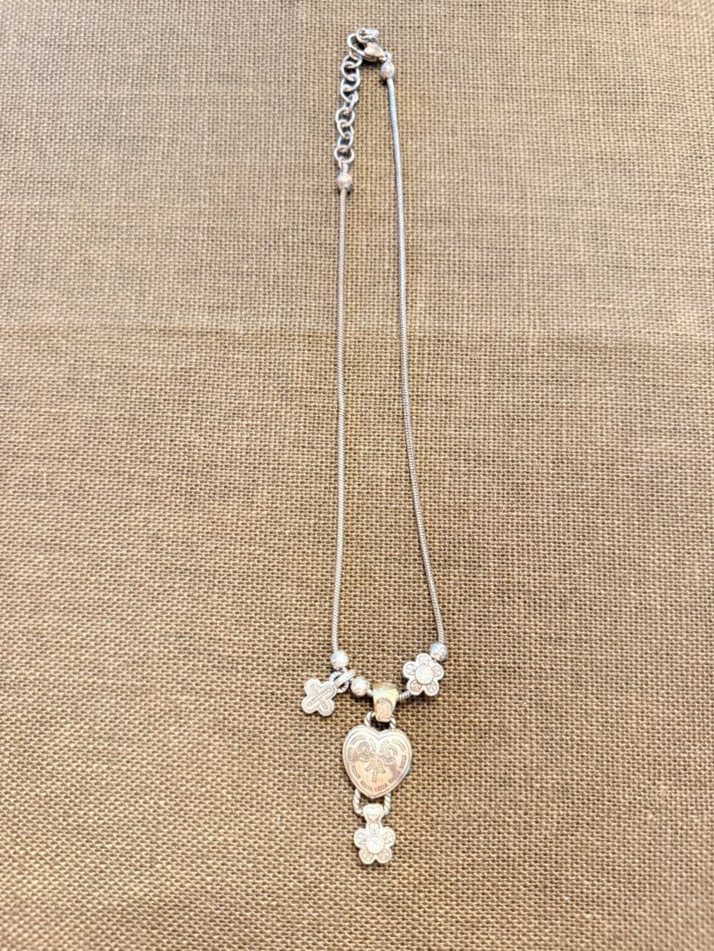 "Cross My Heart & Faith" Convertible Charm Lariat Necklace Brighton